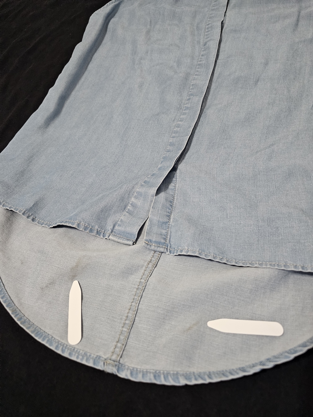 AllSaints Drain Bay Shirt Chambray Lyocell Sleeveless Button Front Tie Top US 4 - Picture 9 of 11